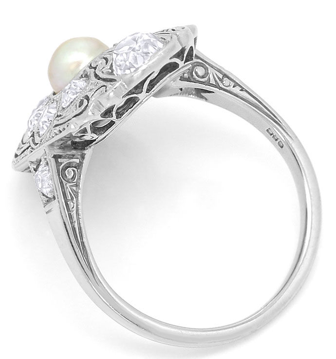 Foto 3 - antiker Art Deco Ring mit 1,4 Carat Diamanten und Perle, S3601