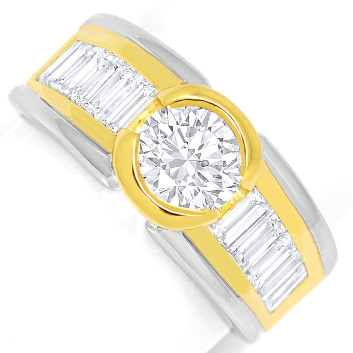Foto 2 - Design-Ring 1,07ct Brillant und 1,2ct Diamant Baguetten, S3678