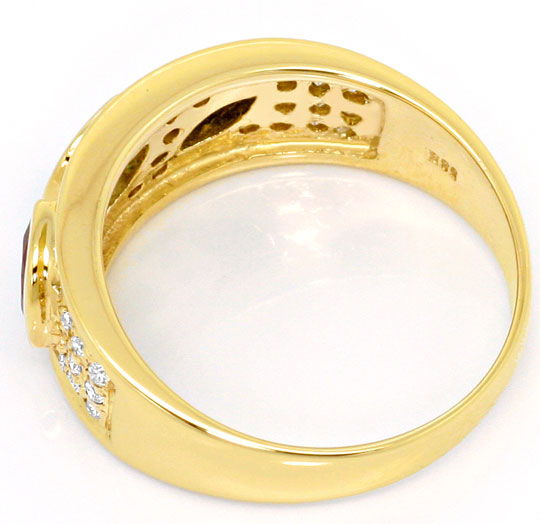 Foto 3 - Brillant-Ring mit Safir Rubin Smaragd Navetten Gelbgold, S4677