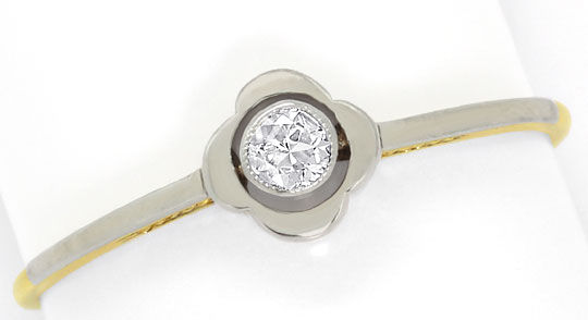 Foto 2 - Alter Zierlicher Diamant Solitaer Ring, Gelbgold-Platin, S4818